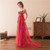 Red Tulle Sequins Beading Illusion Prom Dress