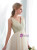 Champagne Chiffon V-neck High Waist Prom Dress