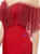 Red Mermaid Satin Tassel Beading Prom Dress