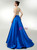 Royal Blue Satin V-neck Beading Prom Dress