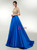 Royal Blue Satin V-neck Beading Prom Dress