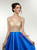 Royal Blue Satin V-neck Beading Prom Dress