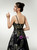 Black Satin Print Spaghetti Straps Prom Dress