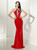 Red Mermaid Velvet Crystal Illusion Prom Dress