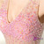 Luxury Pink Beading Crystal V-neck Prom Dress