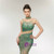Champagne Tulle Green Beading Crystal Prom Dress