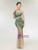 Champagne Tulle Green Beading Crystal Prom Dress