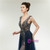 Navy Blue Tulle Beading Backless Prom Dress