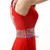 Red Chiffon Halter Backless Bridesmaid Dress