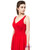 Red Chiffon V-neck Pleats Bridesmaid Dress