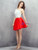 White Lace Red Satin Two Piece Homecoming Dress