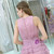 Dark Pink Chiffon Pleats Crystal Homecoming Dress