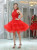 Red Tulle Two Piece Beading Homecoming Dress