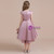 Pink Satin Hi Lo Cap Sleeve Flower Girl Dress