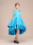 Blue Satin Hi Lo Scoop Neck Flower Girl Dress