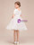 White Tulle Appliques Short Sleeve Flower Girl Dress
