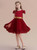 Burgundy Tulle Appliques Cap Sleeve Flower Girl Dress