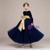 Navy Blue Velvet Tulle Long Sleeve Flower Girl Dress With Bow