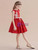 Red Satin Appliques Button Flower Girl Dress