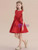 Red Satin Short Flower Girl Dresss With Bow