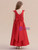 Red Satin Flwoer Girl Dress With Bow