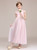 Pink Chiffon Lace Cap Sleeve Flower Girl Dress