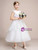 White Tulle Lace Appliques Cap Sleeve Flower Girl Dress