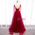 Burgundy Tulle Saghetti Straps Sequins Prom Dress