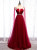 Burgundy Tulle Saghetti Straps Sequins Prom Dress