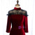 Burgundy Velvet Long Sleeve Beading Prom Dress
