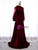Burgundy Velvet Long Sleeve High Neck Prom Dress
