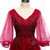 Burgundy Tulle V-neck Long Sleeve Beading Prom Dress