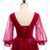 Burgundy Tulle V-neck Long Sleeve Beading Prom Dress