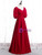 Burgundy Satin V-neck Pleats Prom Dress