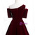 Burgundy Velvet Short Sleeve Prom Dress