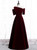 Burgundy Velvet Short Sleeve Prom Dress