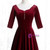 Burgundy Velvet Short Sleeve Long Prom Dress