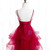 Burgundy Tulle Appliques Backless Prom Dress