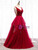 Burgundy Tulle V-neck Beading Prom Dress