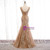 Champagne Mermaid V-neck Tulle Beading Prom Dress