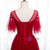 Burgundy Tulle Beading Short Sleeve Prom Dress