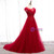 Burgundy Tulle Beaidng Backless Prom Dress