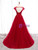 Burgundy Tulle Beaidng Backless Prom Dress