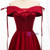 Simple Burgundy Satin Off the Shoulder Prom Dress