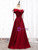 Simple Burgundy Satin Off the Shoulder Prom Dress