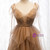 Champagne Tulle Beading Spaghetti Straps Prom Dress