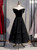 Black Tulle Velvet Off the Shoulder Prom Dress