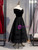 Black Tulle Velvet Off the Shoulder Prom Dress