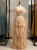 Champagne Tulle Spaghetti Straps Pleats Prom Dress