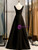 Black Satin Sequins Appliques Prom Dress